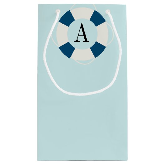 Petit Sac Cadeau Acheter avec Monogramme, Nautique nouveau bébé gar (Dos)