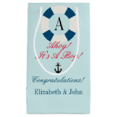 Petit Sac Cadeau Acheter avec Monogramme, Nautique nouveau bébé gar (Devant)