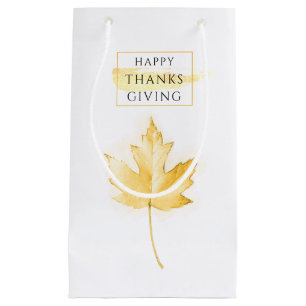 Petit Sac Cadeau Action de grâce doré élégant et tendance