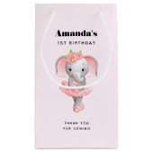 Petit Sac Cadeau Adorable Ballerina Elephant Anniversaire Merci (Dos)