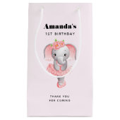 Petit Sac Cadeau Adorable Ballerina Elephant Anniversaire Merci (Devant)