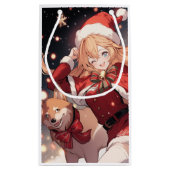 Petit Sac Cadeau Adorable Père Noël Anime Girl and Christmas Shiba (Dos)