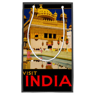 Petit Sac Cadeau Affiche de voyage Inde art indien vintage