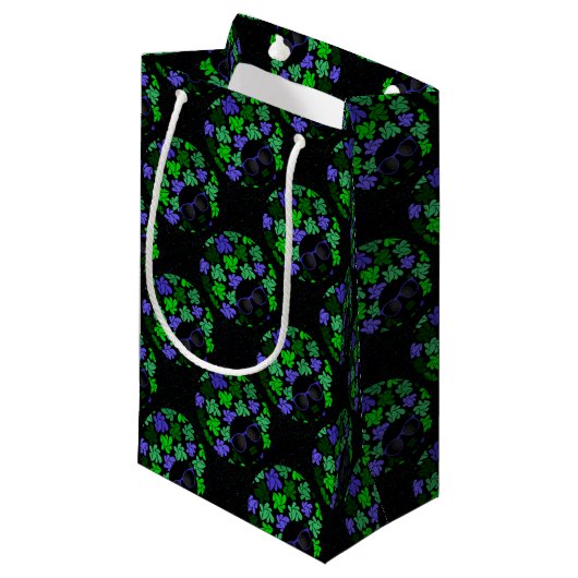 Petit Sac Cadeau Afro Diva Vert & Bleu (Devant Angle)