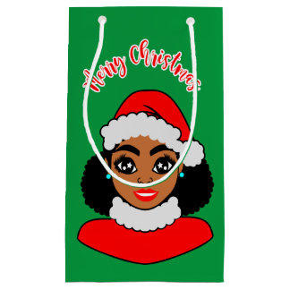 Petit Sac Cadeau Afro Puffs Noël au Père Noël noir