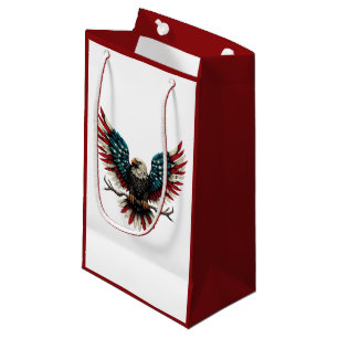 Petit Sac Cadeau Aigle rustique patriotique américain/américain cha