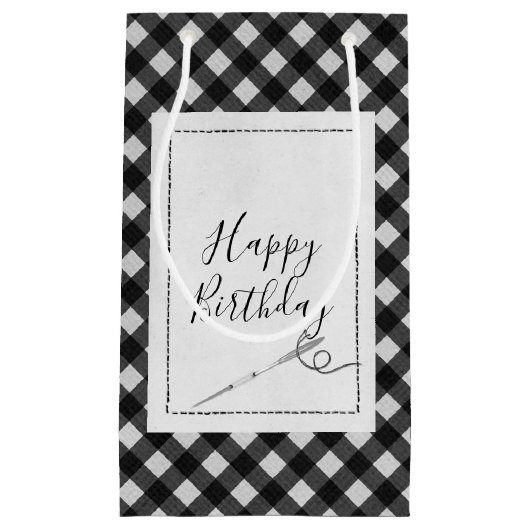 Petit Sac Cadeau Aiguilles à coudre En vichy (Devant)