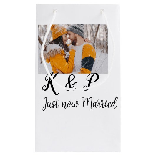 Petit Sac Cadeau ajouter coule photo tout juste marié ajouter nom l (Dos)