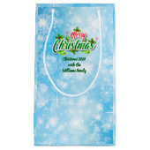 Petit Sac Cadeau Ajouter un nom Correspondant Joyeux Noël bleu (Devant)