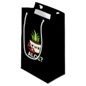 Petit Sac Cadeau Aloe Funny Plante Hello Pun Dark BG (Devant Angle)
