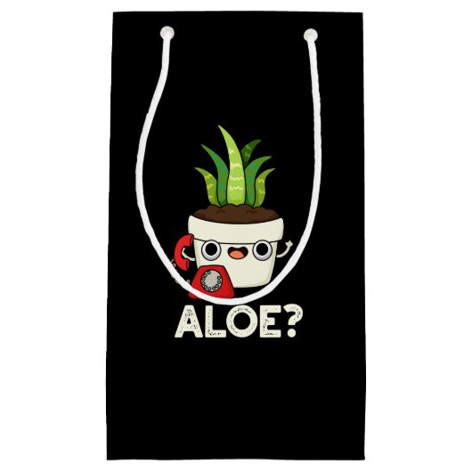 Petit Sac Cadeau Aloe Funny Plante Hello Pun Dark BG (Devant)