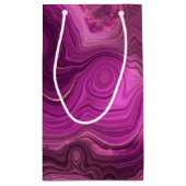 Petit Sac Cadeau Améthyste violette et agate abstraite dorée (Dos)