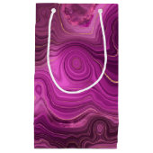 Petit Sac Cadeau Améthyste violette et agate abstraite dorée (Devant)