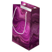Petit Sac Cadeau Améthyste violette et agate abstraite dorée (Dos Angle)