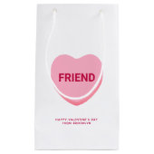 Petit Sac Cadeau Ami conversation rose blanc coeur Valentine's (Devant)
