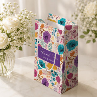 Petit Sac Cadeau Amour Fleurissant Fleurs Romantiques Rose Violet M