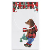 Petit Sac Cadeau Amusants Buffalo Plaid Bear Noël (Dos)