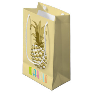 Petit Sac Cadeau Ananas Gold Mahalo ID239