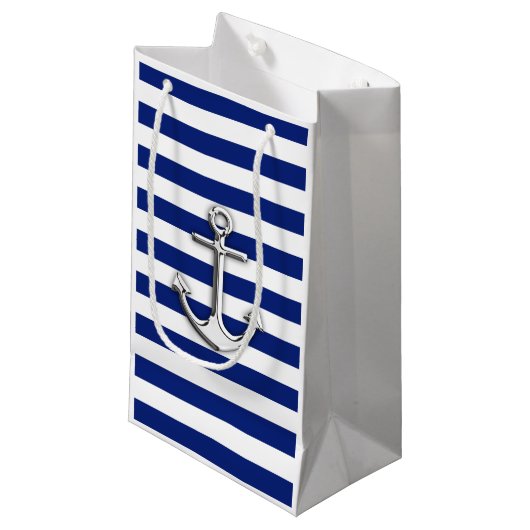 Petit Sac Cadeau Ancre argent classique (Devant Angle)