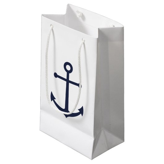 Petit Sac Cadeau Ancre bleue marine (Devant Angle)