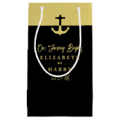Petit Sac Cadeau Ancre nautique - Black Gold - Mariage plage (Devant)