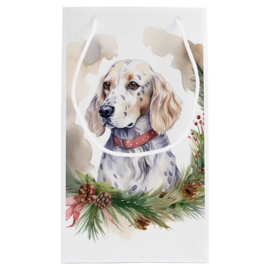 Petit Sac Cadeau Anglais Setter Christmas Wreath Festive Pup (Dos)