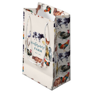 Petit Sac Cadeau Animaux de ferme aquarelle ivoire de l'entreprise 