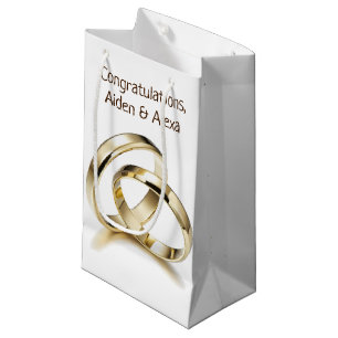 Petit Sac Cadeau Anneaux Mariages Or Sur Blanc