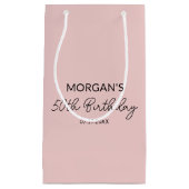 Petit Sac Cadeau Anniversaire Blush Pink Monogramme Nom (Devant)