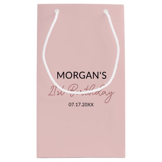 Petit Sac Cadeau Anniversaire Blush Pink Monogramme Nom (Dos)