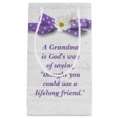 Petit Sac Cadeau Anniversaire de grand-mère avec Ruban Polka Dot (Devant)