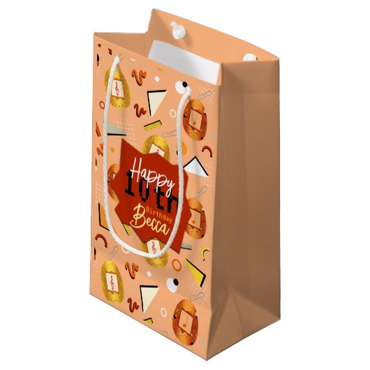 Petit Sac Cadeau Anniversaire de Retro Orange Tamagotchi (Devant Angle)