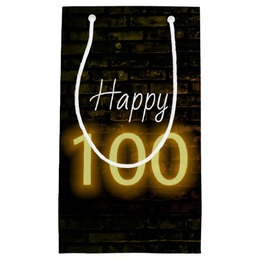 Petit Sac Cadeau Anniversaire Neon 100 Connexion en brique (Devant)