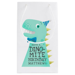 Petit Sac Cadeau Anniversaire personnalisé par dinosaure mignon