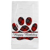 Petit Sac Cadeau Anniversaire Tartan Plaid Empreinte de patte (Devant)