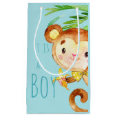 Petit Sac Cadeau Annonce de bébé garçon Blue Cute Monkey (Devant)