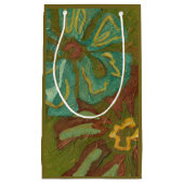 Petit Sac Cadeau Aqua et Fleurs orange brûlées sur Arrière - plan v (Devant)