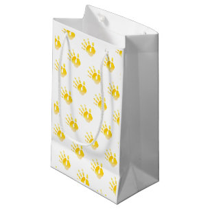 Petit Sac Cadeau Aquarelle Art Empreinte Bébé Jaune Unisex Douce