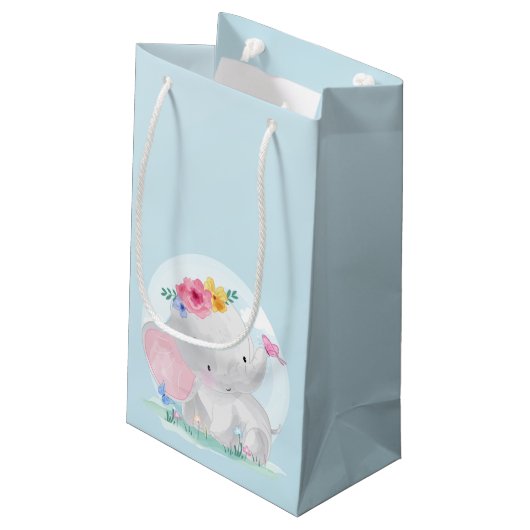 Petit Sac Cadeau Aquarelle bébé éléphant (Dos Angle)