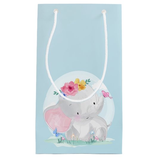 Petit Sac Cadeau Aquarelle bébé éléphant (Devant)