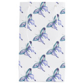 Petit Sac Cadeau Aquarelle bleu Aqua Purple papillon (Devant)