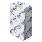 Petit Sac Cadeau Aquarelle bleu Aqua Purple papillon (Dos Angle)