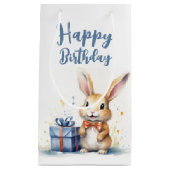 Petit Sac Cadeau Aquarelle Bunny d'anniversaire (Devant)