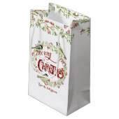 Petit Sac Cadeau Aquarelle Chickadee Birds Joyeux Noël Wreath (Dos Angle)