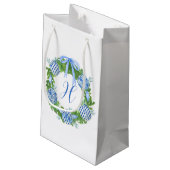 Petit Sac Cadeau Aquarelle Chinoiserie Wreath Noël Monogramme (Dos Angle)