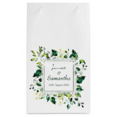 Petit Sac Cadeau Aquarelle Feuille verte et Fleur jaune | MARIAGE (Dos)