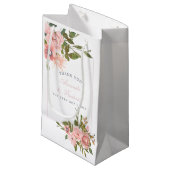 Petit Sac Cadeau Aquarelle florale Blush rose Roses Mariage (Devant Angle)