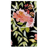 Petit Sac Cadeau Aquarelle florale sur noir (Dos)