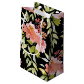 Petit Sac Cadeau Aquarelle florale sur noir (Dos Angle)