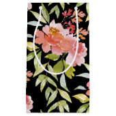 Petit Sac Cadeau Aquarelle florale sur noir (Devant)